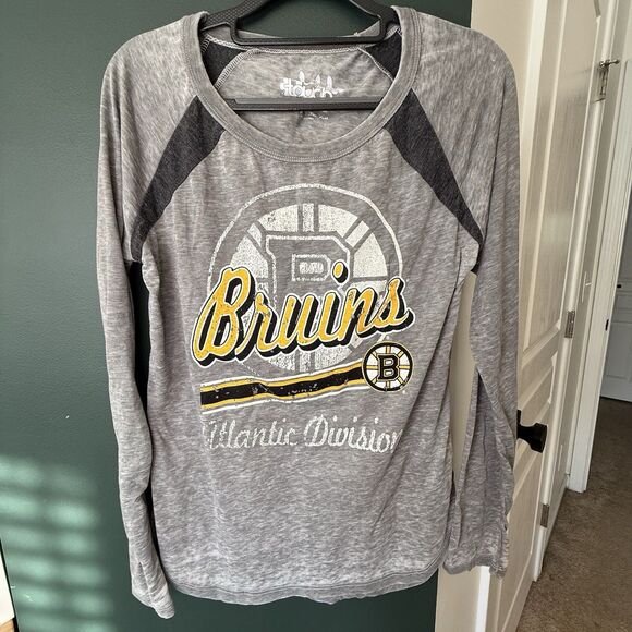 Touch Tops - Boston Bruins Touch by Alyssa Milano NHL Hockey Womens Large Long Sleeve Gray
